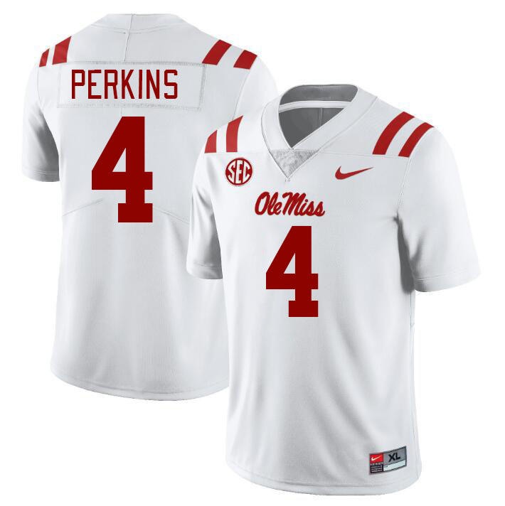 Men #4 Suntarine Perkins Ole Miss Rebels College Football Jerseyes Stitched Sale-White